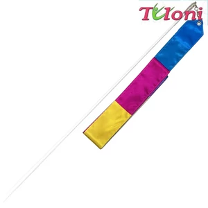 Gyakorlószalag bottal 6m - Multicolor Blue-Yellow-Fuchsia