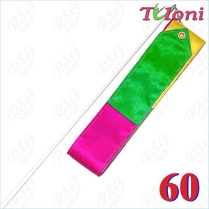 Gyakorlószalag bottal - Multicolor Green-Yellow-Fuchsia