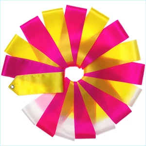 Gyakorlószalag bottal Multicolor Sárga-Fehér-Piros 5m