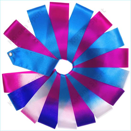 Gyakorlószalag bottal Multicolor Kék-Fehér-Fuxia 5m
